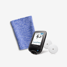 Load image into Gallery viewer, indigo bicep band pictured with T1D device
